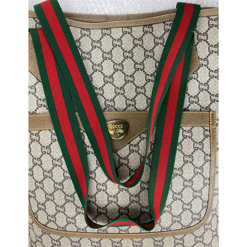 100 % Authentic Gucci GGplus Sherry PVC tote bag (USED) 410-55