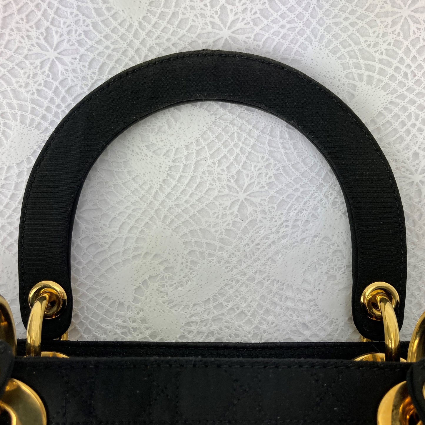 100 % Authentic Christian Dior Lady Dior Cannage nylon handbag(USED) 457-55