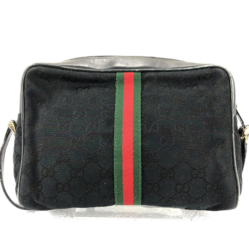 100％authentic Old Gucci GG pattern sherry line leather & PVC shoulder bag(used)425-55