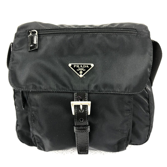 100 % Authentic Prada Nylon & Leather Shoulder Bag (USED) 451-55