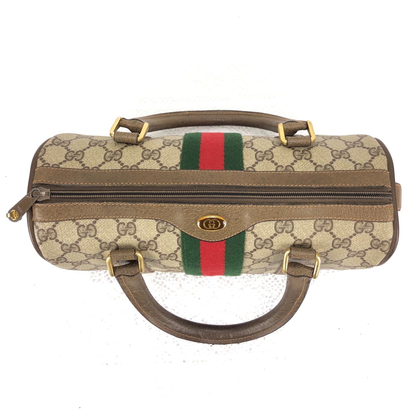 100 % Authentic Gucci Sherry Line Hand Boston Bag GG PVC Leather(USED) 500-77