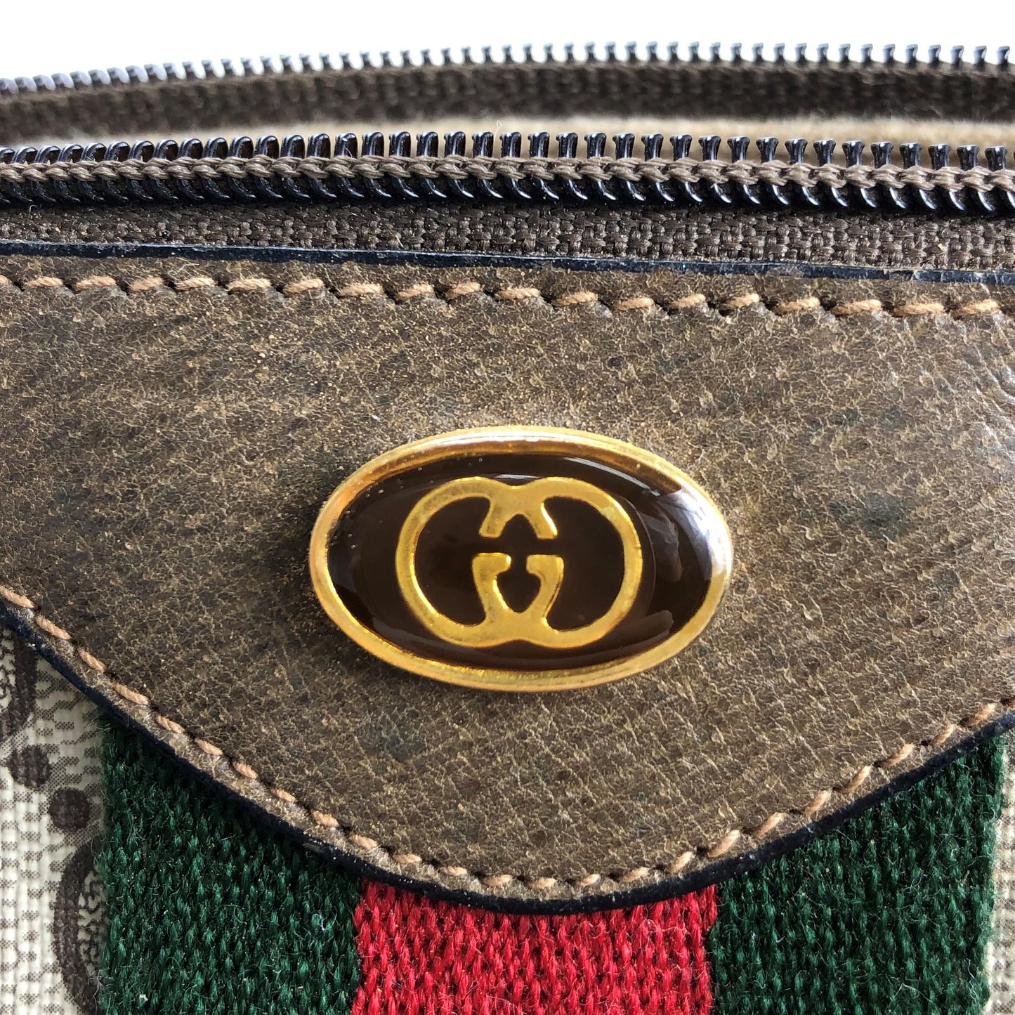 100 % Authentic Gucci Sherry Line Hand Boston Bag GG PVC Leather(USED) 500-77