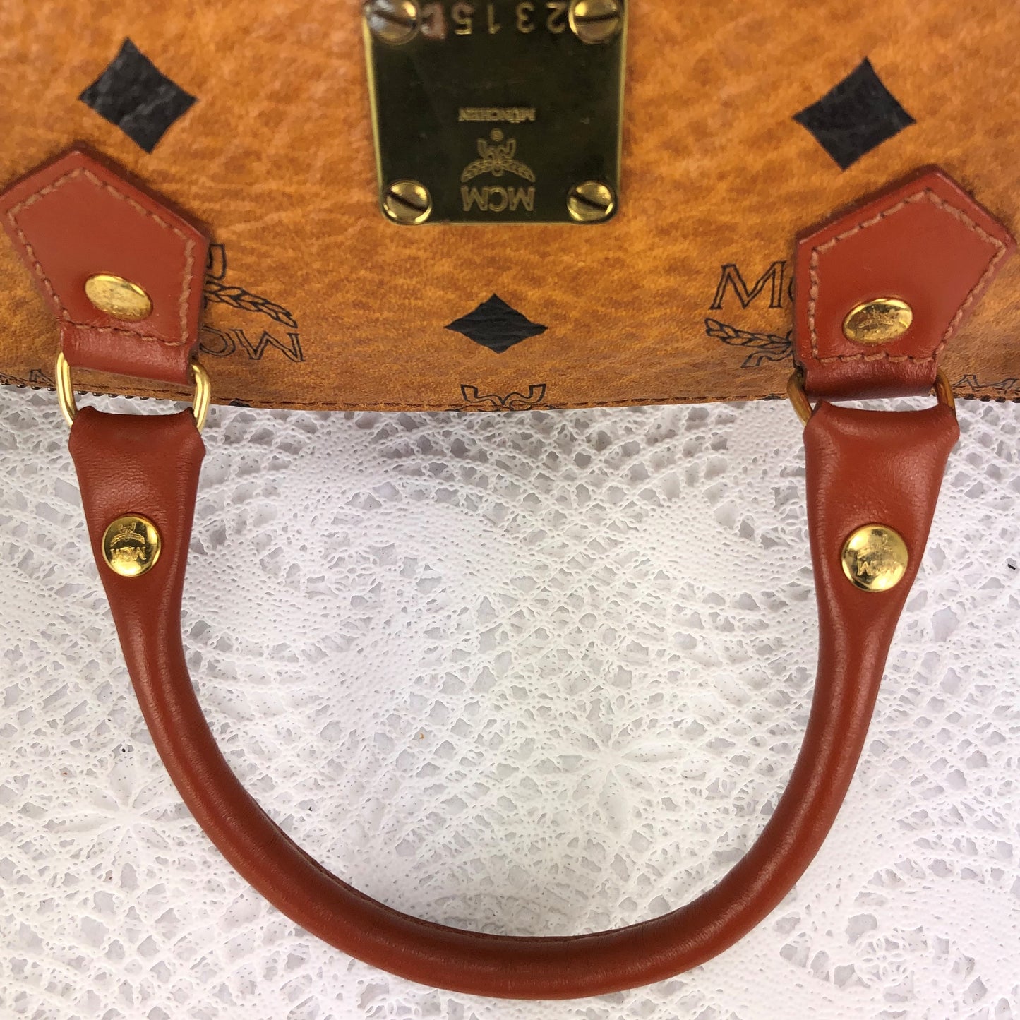 100 % Authentic MCM mini Handbag with Shoulder (USED) 479-66