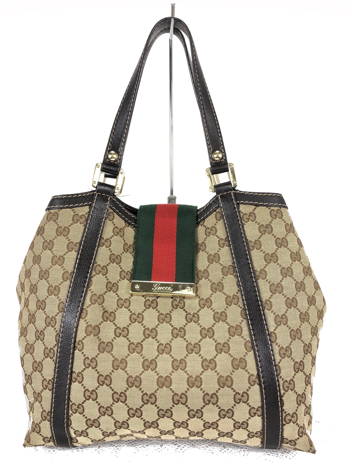 100 % Authentic Gucci GG Canvas Tote Bag (USED) 506-77