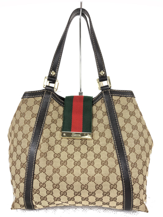 100 % Authentic Gucci GG Canvas Tote Bag (USED) 506-77