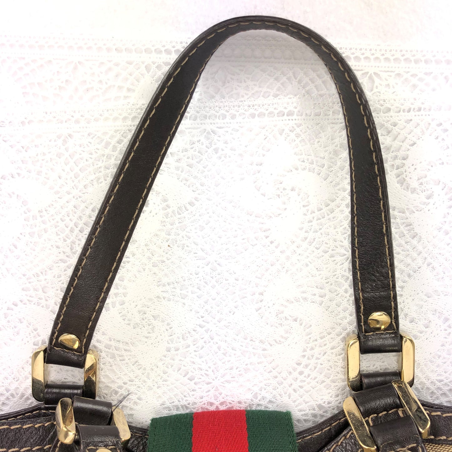 100 % Authentic Gucci GG Canvas Tote Bag (USED) 506-77