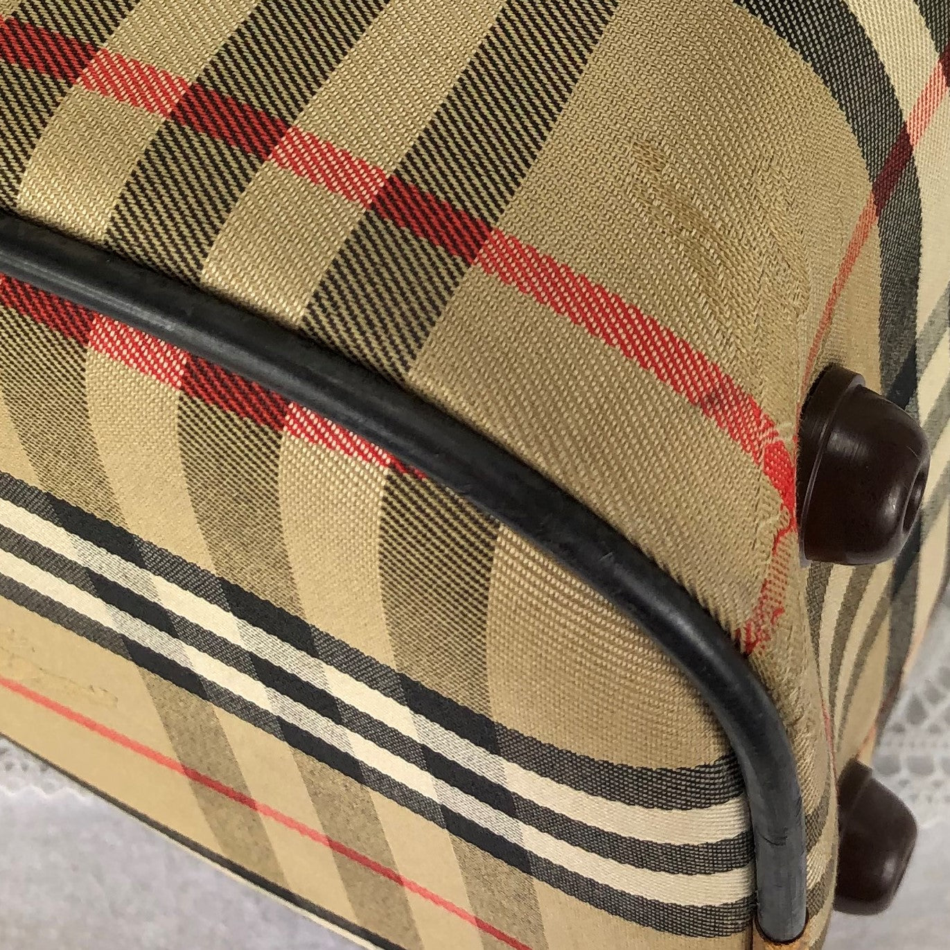 100 % Authentic Burberry Nova Plaid Mini Boston Bag Canvas (USED) 514-77